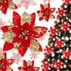 Flor de Nochebuena Artificial con Escamas Doradas Brillantes 14cm Corona de Dos Piezas Círculo Accesorios para Decoración de Árbol de Navidad Directamente de la Fuente