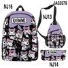 3D Nuevo Impreso Sanrio kuromi kuromi Bolso Mochila Bolso Bandolera Estuche para Lápices Juego de Tres Piezas Impreso