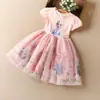 Vestido para Meninas 2025 Verão Estilo Gelo e Neve Roupa Infantil Romance Elsa Vestido de Princesa Infantil Elsa Vestido de Bebê