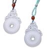 32x 50mm Grasa Natural Oro Blanco Seda Jade Blanco Jade Blanco Colgante que Marca el Tiempo Colgante para Hombres y Mujeres Colgante de Jade