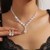 Brilhante diamante colar brincos noiva jóias de casamento moda garra cadeia de casamento vestido de festa terno fábrica atacado