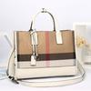 Bolso de hombro de gran capacidad para mujer, estilo coreano, novedad de 2024, bolso de mano informal con rayas verticales sencillas, bolso de mano a la moda