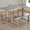 Juego de Mesa y Sillas de Acero Inoxidable para Comedor Escolar Asientos para 4/6/8/Personas Obra de Construcción Fábrica Mesa de Comedor Integrada Engrosada