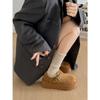 Zapatos Birkenstock Todo Incluido Estilo Reina Marrón Retro Terciopelo para Mujer 2025 Nuevo Otoño e Invierno Abrigo Cálido Zapatos de Algodón Antideslizantes