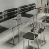 Mesas e Cadeiras de Café Estilo Industrial, Cadeiras de Aço Inoxidável, Assentos em Booth Duplo, Restaurante de Fast Food, Mesas para Loja de Chá com Leite, Mesas e Cadeiras para Refeições Casuais