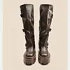Fivela de Cinto Melanóide Pessoa Baixa Perna de Calça Botas de Cano Alto 2026 Primavera/Outono Novo Estilo Emagrecedor Versátil Tendência Botas de Cavaleiro Mulheres