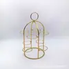 Portavasos Creativo de Jaula de Pájaros, Portavasos de Hierro Forjado, Portavasos de Copa de Vino Estilo Lujo Ligero, Estante para Snacks de Té de la Tarde, Estante para Exhibición de Pasteles y Postres