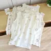 Top de pijama de gasa de algodón puro de doble capa fino para primavera y verano, pieza única para mujer, chaleco sin mangas dulce de dibujos animados, ropa de estar de algodón