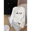 Camiseta fina de algodão com gola redonda e manga longa, estampa de floco de neve, para mulheres, estilo coreano moderno, versátil, rejuvenescedora, casual, modeladora, top lilás claro