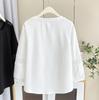 Top de Encaje Calado de Moda de 100 kg con Cuello Redondo para Mujeres de Talla Grande en Otoño 7870