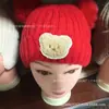 Touca de Bebê Inverno Estilo Coreano Touca de Urso para Meninos e Meninas, Touca de Lã Tricotada Infantil, Boina de Cor Sólida, Touca Engrossada com Proteção para Orelhas