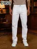 Transfronterizo 2026 Pantalones Blancos de Verano Vintage para Hombre Color Versátil Bloque de Color Moda Calle Alta Jeans de Moda Venta al por Mayor
