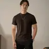 Camiseta Base de Algodón Puro para Otoño e Invierno, Manga Corta, Corte Ajustado, Espesor Adicional, para Usar Debajo de Ropa Exterior, con Acabado de Alta Gama