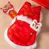 Outono e Inverno Cão Ano Novo Festivo Roupa Tang Gato Roupa de Ano Novo Teddy Quente Casaco de Algodão de Quatro Patas Roupas para Cães de Estimação