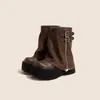Botas de Cano Alto Doces e Frescas de Hong Kong para Mulheres 2025 Outono Novo Estilo Acima do Joelho Solado Pequeno Grosso Botas que Aumentam a Altura Estilo Britânico