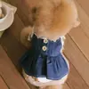 Vestido Jeans para Pet de Cães e Gatos Pequenos, Adequado para Primavera e Outono, Fino e Respirável, Universal para Todas as Estações