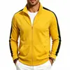Jaqueta Masculina Casual Amazon Transfronteiriça com Gola Alta Zíper Tricô Blocos de Cor Laterais Listras Solta Primavera Outono Diária