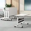 Mesa dobrável, mesa longa móvel e conectável com rodas, mesa de escritório multifuncional, combinação de mesa e cadeira para sala de conferências, mesa de reunião