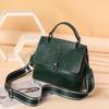 Bolso de Hombro para Mujer de Piel de Vaca Encerada al Aceite Combinable Cruzado Moda Femenina Simple Gran Capacidad Práctico Solapa Color Sólido Cuero Genuino