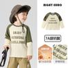 Camiseta de Manga Longa de Algodão Puro Estilo Europeu para Meninos Outono Roupa Infantil Camiseta Básica Infantil Top para Crianças Pequenas e Bebês Camisa de Menino