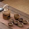 Estufa, té, leña, carbón, Olla Beam, té caliente, tetera, juego de gres doméstico simple para exteriores, tetera, taza de té