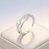 Anillo de Cola de Corazón de Doble Capa de Estilo Europeo y Americano de Moda para Mujer, Anillo Minimalista de Moda con Personalidad en Capas de Zirconia con Forma de Corazón