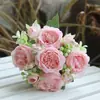 Flores de peônia artificiais, 5 cabeças, peônia de primavera, flores de seda para decoração de casa, flores artificiais de rosa persa multicamadas