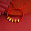 Pulseira de Corda Vermelha Coelho das Cinco Bênçãos Feminina Ajustável Ouro de Imitação Coelho Fofo Doce Mais Fácil de Combinar Joias DIY Acessórios Atacado