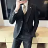 Soporte para Dropshipping para Traje de Hombre Delgado de Dos Botones para Douyin Traje de Vestir de Tres Piezas Casual de Negocios