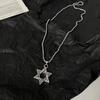 Colar Estrela de Seis Pontas Pingente Moderno Masculino Hip-hop Vintage Acessórios de Aço Titânio Pingente Distintivo para Camiseta Corrente de Lã de Celebridade da Internet Longa