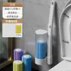 Escova de Banheiro Descartável para Banheiro Doméstico, Escova de Limpeza de Vaso Sanitário Montada na Parede com Cabeça de Escova Substituível
