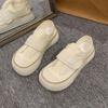 Zapatos de Lona con Velcro de Doble Uso, Lindos y Originales para Mujer, Nuevo Estilo Chic de Verano de Nicho con Punta en Forma de Mango, Zapatos Blancos Slip-On de Suela Gruesa