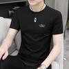 Algodón Modal de Alta Gama para Hombre Camiseta de Manga Corta de Seda de Hielo Verano Nueva Cuello Redondo Sensación de Hielo Transpirable de Secado Rápido Camiseta Tendencia