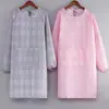 Delantal Hanhanban de manga larga para mujer para cocinar en la cocina, anti-manchas, transpirable, poliéster-algodón, delantal cómodo, ropa de trabajo para hombres en la industria de la restauración