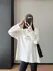 Muy Fácil de Usar ~ Camiseta de Manga Larga Básica Gruesa de Doble Cara de Terciopelo Alemán Holgada Talla Grande Estampada con Letras Pequeñas Otoño G111109