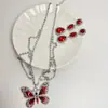 Aretes largos de cristal rojo collar diseño de nicho retro exagerado lujo ligero exquisitos elegantes aretes de socialité