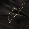Simples Pérola H Carta Clavícula Cadeia Coreano Moda Internet Celebridade Colar ins Estilo Frio Elegante Pérola Acessórios de Costura