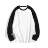 Camiseta de algodão College basquete simples cor café claro manga raglan masculina cor contrastante algodão de Xinjiang manga longa Tops masculinos e femininos College