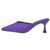Mules de Salto Agulha Apontadas de Tamanho Grande para Mulheres, Sexy e Emagrecimento, Meia-Pantufas Fechadas na Ponta, Tamanho 42, Sapatos de Salto Alto de Comércio Exterior