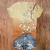 Blusas de manga corta para mujer transfronterizas, camisetas de cuello en V para mujer con diseño estilo chino y estampados florales, impresión 3D, disponibles para venta al por mayor a partir de una pieza