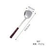 Espátula de Aço Inoxidável Doméstica Cozinha Cabo de Madeira Utensílio de Cozinha Conjunto de Espátulas para Saltear Espátula Longa Espessada para Saltear Alimentos Espátula de Fritar Anti-queimadura