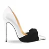 Sapatos da Moda Europeus e Americanos Bico Fino Boca Rasa Laço Combinando Cores Sapato de Salto Fino para Mulheres Banquetes Salto Cruzado Mulheres