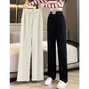 Pantalones de pierna ancha mujer verano finos de talle alto con caída de punto pantalones adelgazantes casuales de pierna recta pantalones largos de seda de hielo palillo mujer