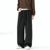 Pantalones de chándal rectos de peso pesado con caída, de estilo americano/personalizado, con cintura de color block de marca de moda para hombres y mujeres, holgados y estilizados para deportes y ocio de otoño