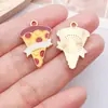 Aleación de Goteo de Aceite Dibujos Animados Helado Hamburguesa Pastel Pendientes Llavero Colgante Encanto Pequeña Joyería DIY Accesorios