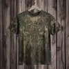 Camiseta Masculina Redonda 2025 Europeia e Americana Amazon Tough Guy Tendência Moda Escura Estampada Manga Curta Atacado