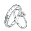 Anillo de Pareja Concentrico Eterno para Hombre y Mujer Anillo Hueco de Amor con Diamante Regalo para Amor a Distancia Anillo de Corazón Indiviso Abierto