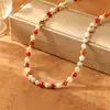 Colar de Pérola de Água Doce e Pedra Shoushan Natural, Doce e Fresco, Corrente de Clavícula de Moda de Alto Padrão, Joia de Design Exclusivo