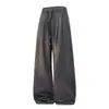 Calça Esportiva Plissada de Cor Sólida com Cintura Elástica Estilo Old Money, Caimento Solto, Casual Retrô Americano para Homens, Outono