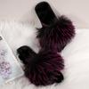 Pantuflas de Imitación de Piel de Zorro, Pantuflas de Piel a la Moda, Ropa de Exterior para Mujer, Pantuflas Antideslizantes para el Hogar, Sandalias para Mujer al por Mayor